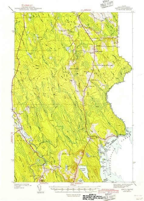 Amity, Maine 1943 (1943) USGS Old Topo Map Reprint 15x15 ME Quad 460105 ...