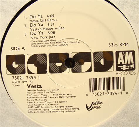 Vesta – Do Ya (1991, Vinyl) - Discogs