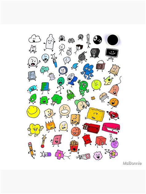 "BFDI All Characters (Transparent)" Throw Pillow for Sale by MsBonnie | Redbubble