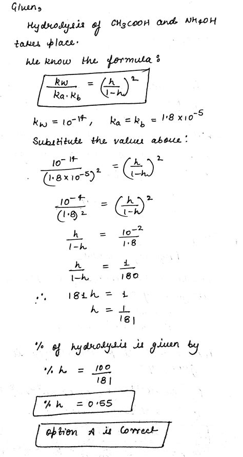 Calculate the degree of hydrolysis of 0.1 M solution of ammonium ...