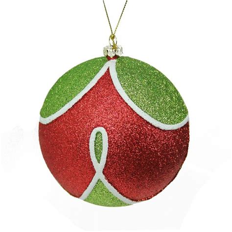 Merry & Bright Red Green And White Glitter Shatterproof Christmas Ball ...