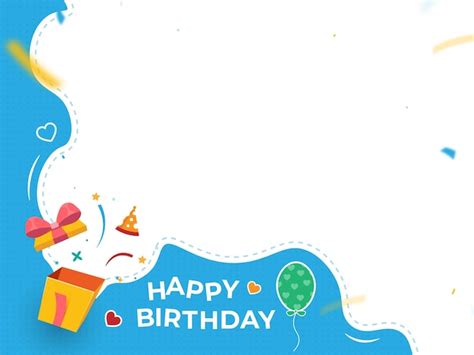 Premium Vector | Happy birthday card Cute gift box balloons and frame