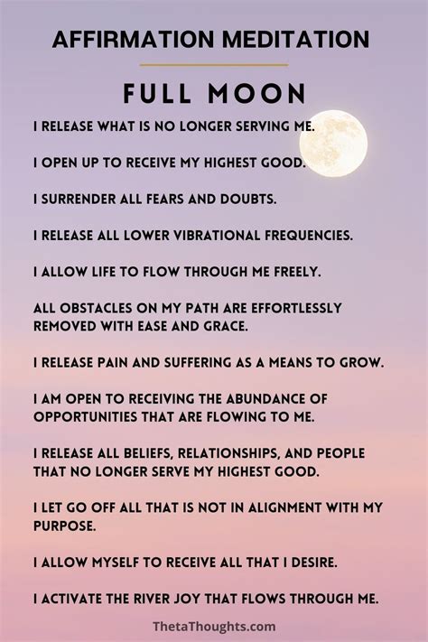 Positive affirmations to release and let go during a full moon. Use this meditation to release ...