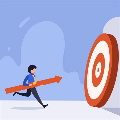 Business concept design businessman run and holding arrow spear to hit target. Goal achievement ...