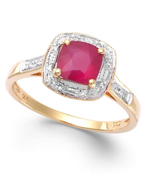 Macy's Ruby (1-1/4 Ct. T.w.) And Diamond Accent Ring In 14k Gold in Red | Lyst