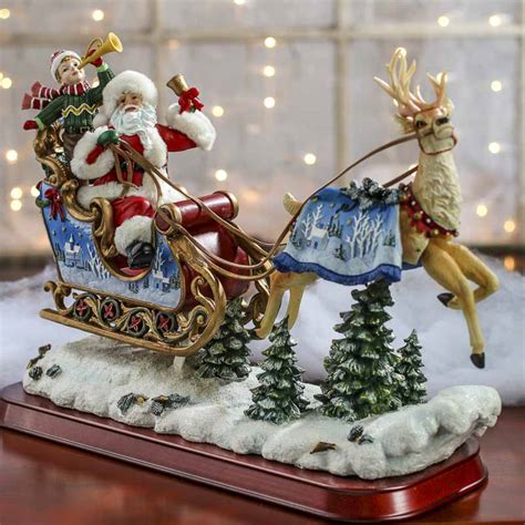 Vintage-Inspired Santa and Reindeer Figurine - Table Decor - Christmas ...