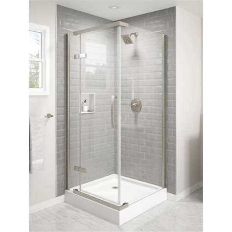 Delta Classic 36 in. W x 76 in. H Square Sliding Frameless Corner ...