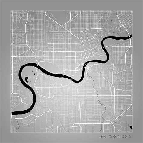 Edmonton Street Map - Edmonton Canada Road Map Art on Color Digital Art ...