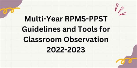 Multi-Year RPMS-PPST Guidelines and Tools for Classroom Observation 2022-2023 | Helpline PH