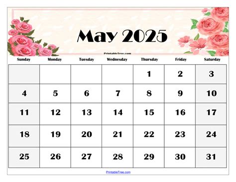 Free May 2025 Calendar Printable PDF Template with Holidays