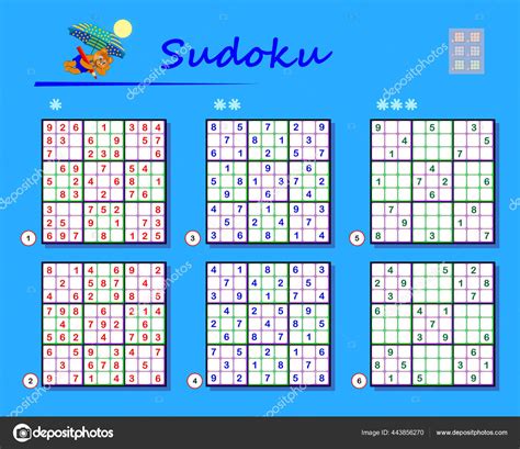 Set Sudoku Puzzles Different Levels Logic Game Children Adults Play Stock Vector by ...