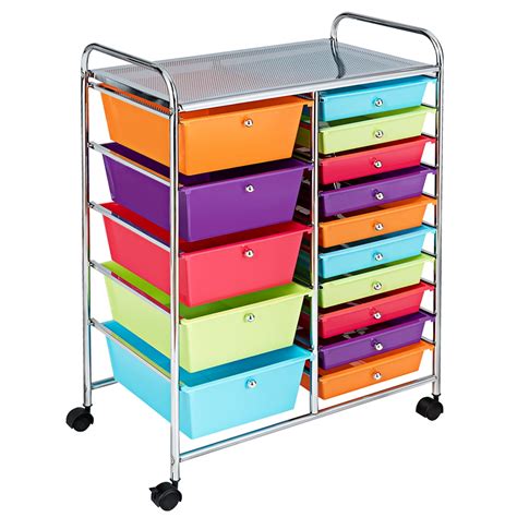 Rolling 15-Drawer Organizer Cart Utility Organizer with Wheels ...