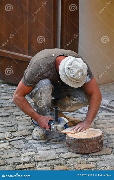 Man Cutting Ceramic Tile with Angle Grinder Editorial Stock Image - Image of tile, specialist ...