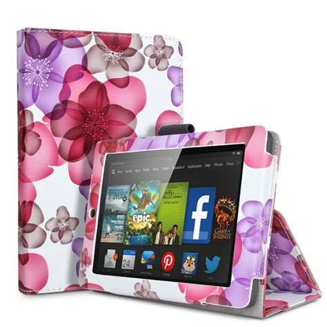 Amazon Kindle Fire HD 7 2014 Case Floral Purple & Pink - Slim Folding ...