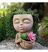Amazon.com : Head Planter Face Flower Pots, Cute Resin Face Planters for Indoor Outdoor Plants ...