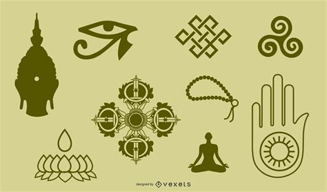 Tibetan Buddhist Symbols And Objects Figure Of Twelve Handheld Objects For Identification And ...