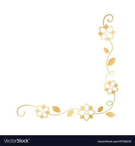 Spring gold floral corner borders flower page Vector Image