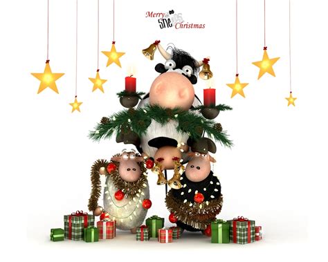 Wallpaper : Christmas Tree, cow, Toy, holiday, New Year, tree, decor ...