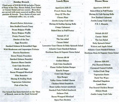 Valley Green Inn Menu, Menu for Valley Green Inn, Chestnut Hill, Philadelphia - Urbanspoon/Zomato