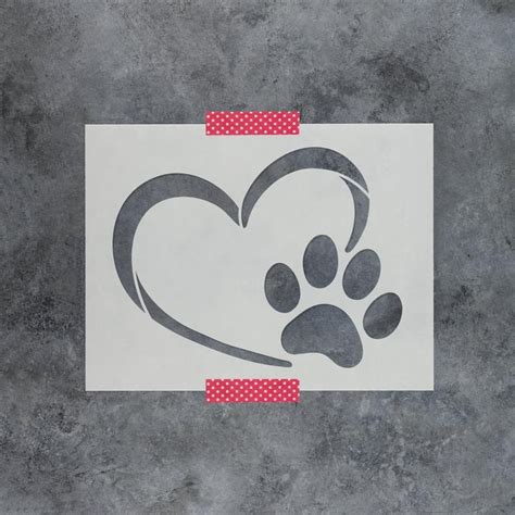 Heart paw stencil reusable diy craft stencils of a heart etsy – Artofit