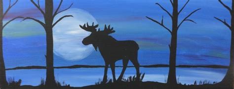 Silhouette moose, 2014 by Rachel Olynuk | Silhouette art, Cute canvas paintings, Moose painting