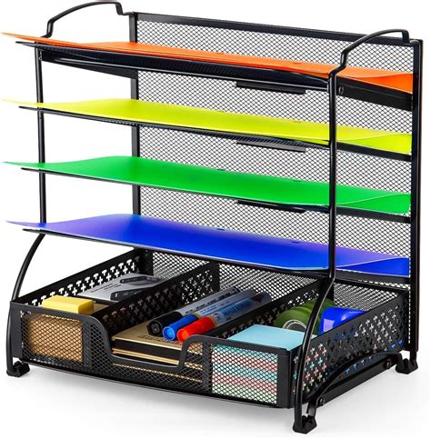 Amazon.com: Simple Trending 5-Trays Mesh Desk File Organizer Vertical Document Letter Tray Wall ...