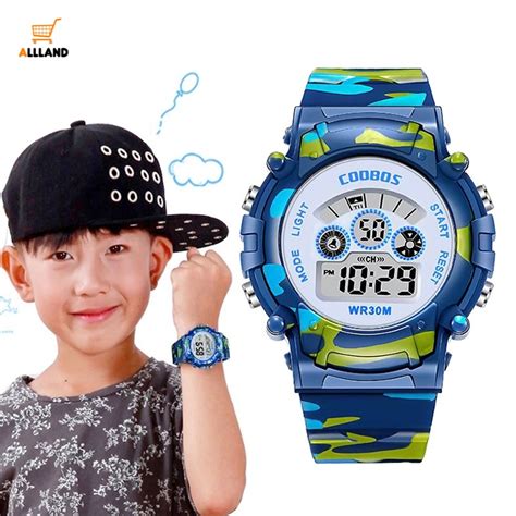 【SG】Boys Blue Camouflage Wrist Kids Watch Boy Best Gift Digital ...