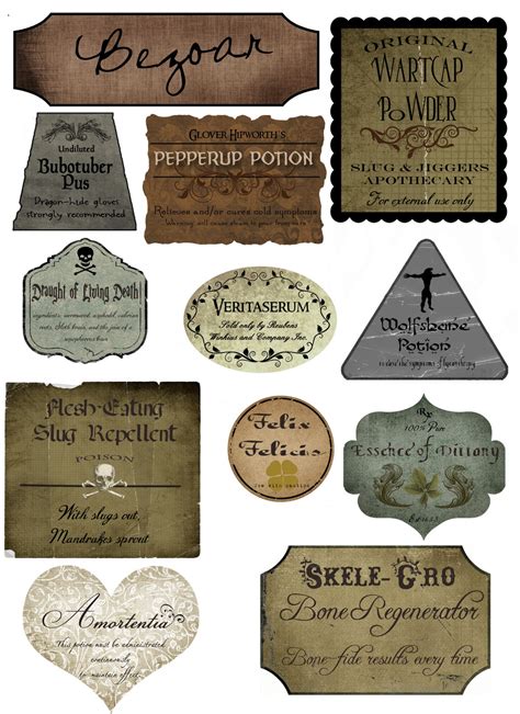 free HP printable potions labels - best quality! link to image. :) | Harry potter potion labels ...