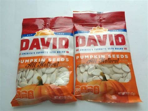 DAVID Pumpkin Seeds Roasted & Salted All Natural & Salted Lot of 2 Bags ...