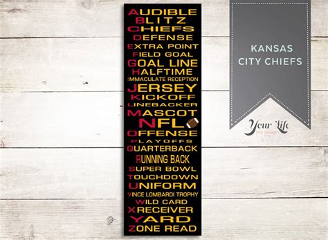 Kansas City Chiefs Sports Decor, Alphabet Football Art, Kids Room ...