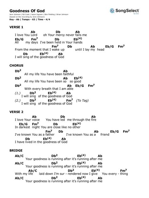 Goodness of God Chords | Musical Forms | Entertainment (General)