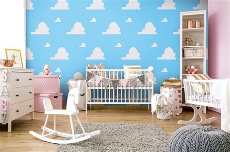 Vivid Blue Sky And Clouds Wallpaper Blue White Wall Poster | Etsy | Kids room wallpaper, Kids ...