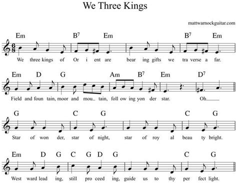 We Three Kings Guitar Chords 1 | Guitar chords, Classic christmas songs, Songs