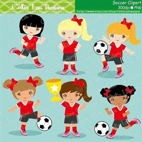 Soccer Girl Clipart, Football Girl Digital Clipart/ Soccer Clip Art /sport Girl Clip Art CG115 ...