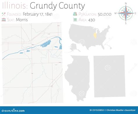 Map of Grundy County in Illinois Stock Vector - Illustration of illinois, card: 231533853