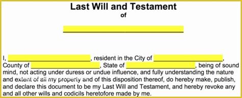 Free Will Writing Template Of Free Printable Examples Wills form ...