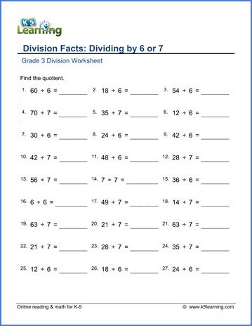 Grade 3 Division Worksheets - free & printable | K5 Learning