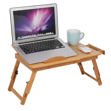 Adjustable Computer Desk Portable Bamboo Laptop Folding Table Foldable ...