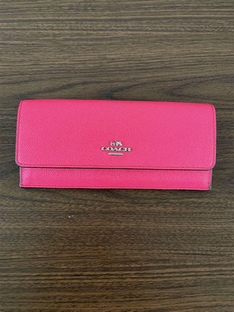 Coach Slim Wallet Pink, Luxury, Bags & Wallets on Carousell