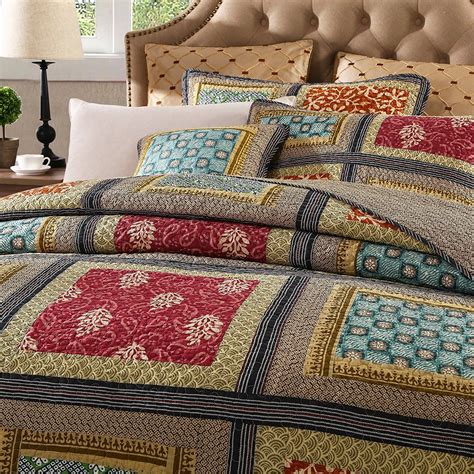 Dada Bedding Collection Reversible Bohemian Real Patchwork Gallery of Roses Cotton Quilt ...