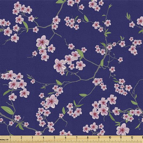 Japanese Upholstery Fabric by the Yard Blooming Sakura Cherry Branches ...