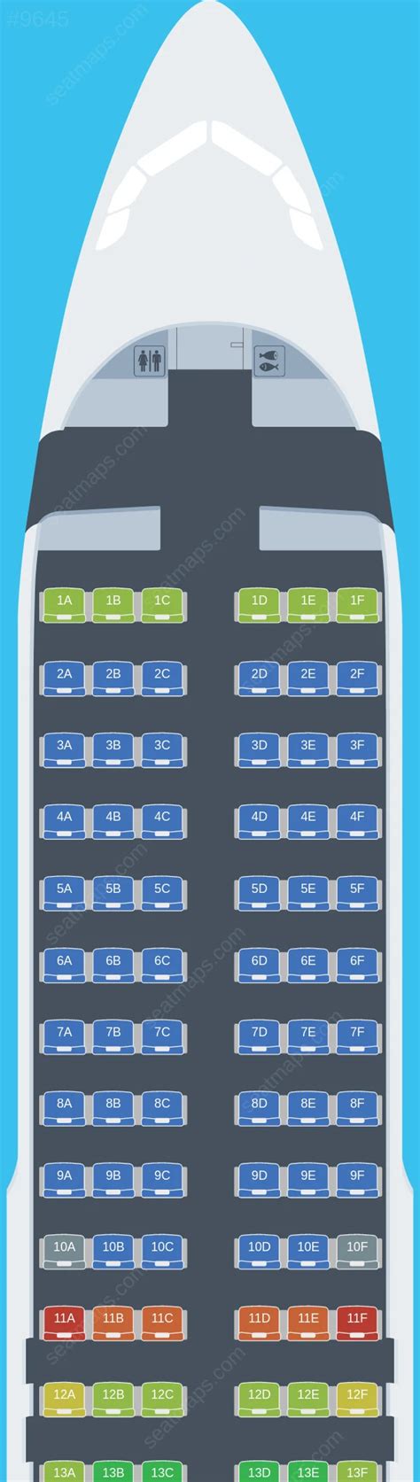 Seat map of Ryanair Airbus A320 aircraft