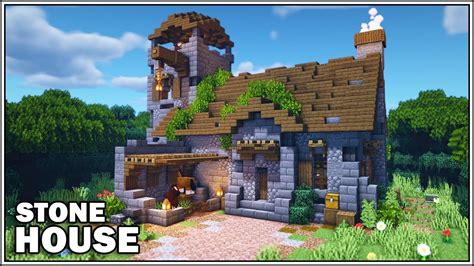 Minecraft 1.15 - Medieval Stone Survival House Tutorial [How to Build] | Minecraft houses ...