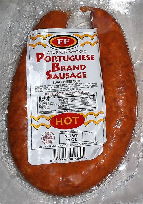 Franks Foods Portuguese Sausage Hot 12 oz | Hawaiian Sausage