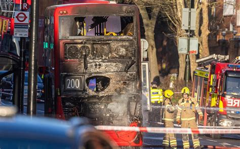 Electric bus bursts into flames during rush hour in Wimbledon