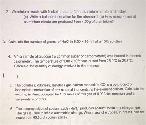 Solved 2. Aluminium reacts with Nickel nitrate to form | Chegg.com