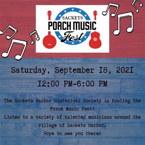 2021 Sackets Porch Music Fest - VisitSacketsHarbor.com - Official Tourism Site for Sackets ...