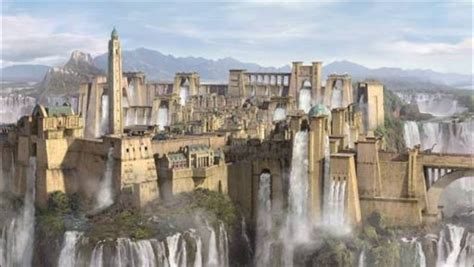 I would travel to Dinotopia if I could... Waterfall City | Fantasy landscape, Fantasy castle ...