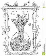 Vector Illustration Zentangl hourglass With Flowers Time Flowering  sketch template