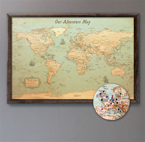 Large Personalized Push Pin World Map 24x36 or - Etsy